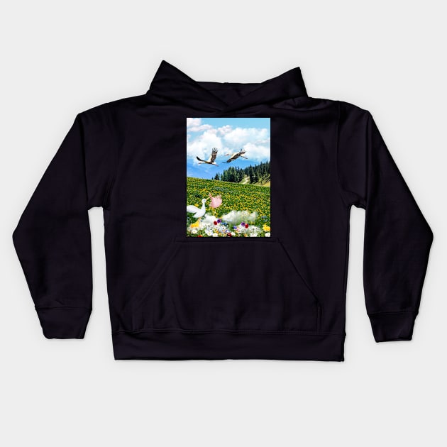 The power animal - white stork Kids Hoodie by ManifestYDream